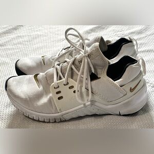 Nike Free Metcon White and Gold Women’s Running Athletic Shoes Size 8.5